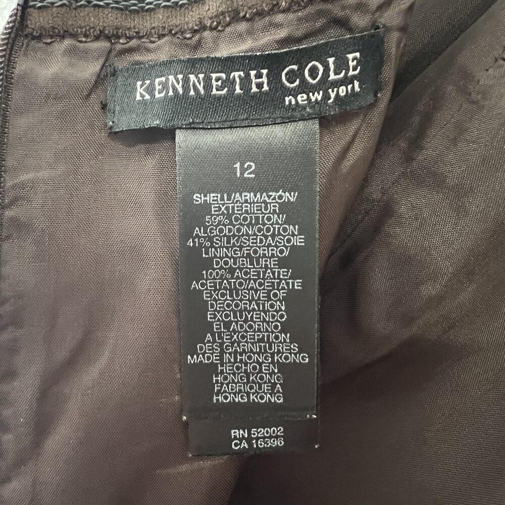 Vintage Kenneth Cole Dress Womens M Brown Dot Silk Blend Straps Strapless Flare - Picture 10 of 16